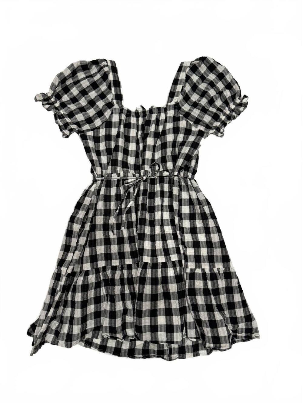 Madewell Gingham Milkmaid Babydoll Olivia Rodrigo Mini Dress Black White Small - Picture 3 of 9